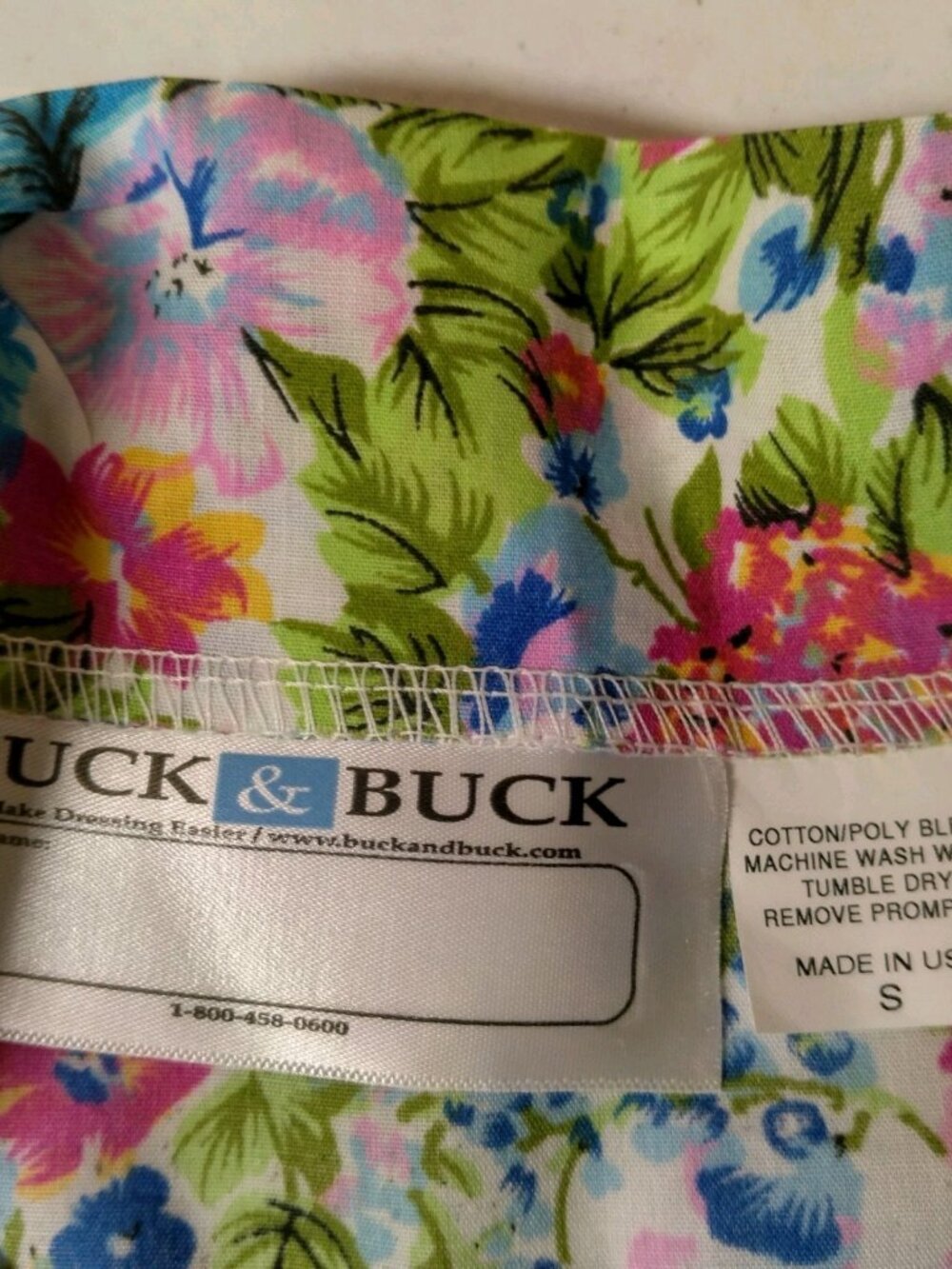 Buck & Buck House Dress Small Floral Pleated Zip Front Short Sleeve Granny - Picture 4 of 16